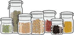 A collection of dry pulses in jars