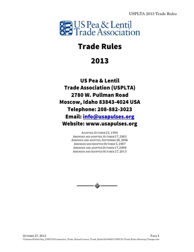 2013 USPLTA Trade Rules